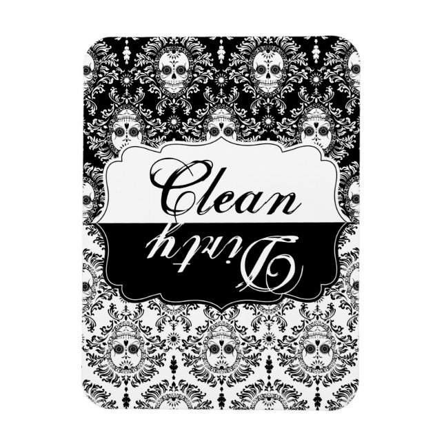 Dead Damask - Clean / Dirty Kitchen Magnet (Vertical)