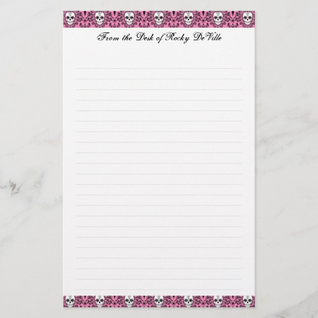 Dead Damask - Custom Sugar Skull Stationery (Front)