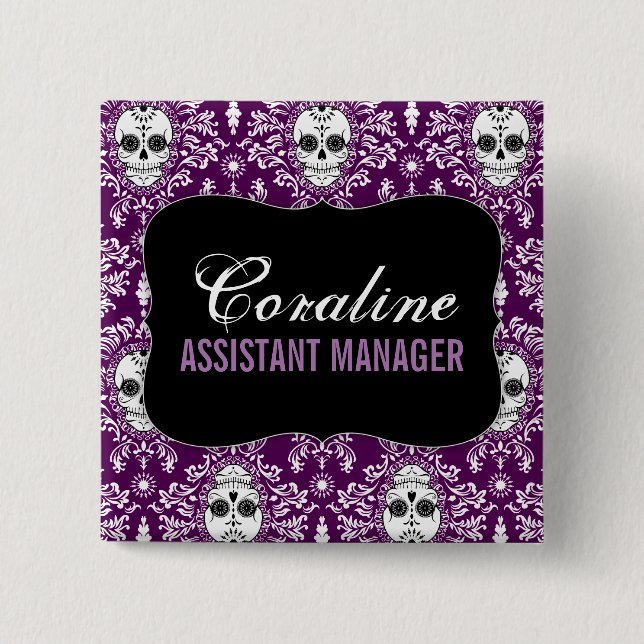 Dead Damask - Custom Sugar Skulls Name Badge (Front)
