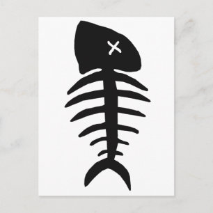 dead fish skeleton postcard