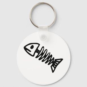 Dead Fish Skeleton Skull Bones Fossil Key Ring