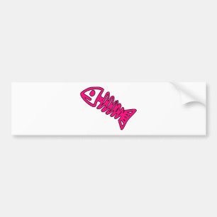 Dead Fish Skeleton Skull Bones Fossil Pink Bumper Sticker