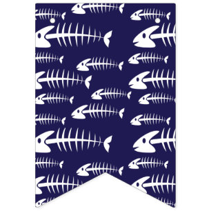 Dead Fish Skeleton White Bones Fishing Humour Bunting