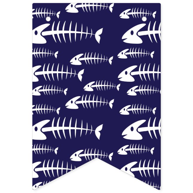 Dead Fish Skeleton White Bones Fishing Humour Bunting (First Flag)