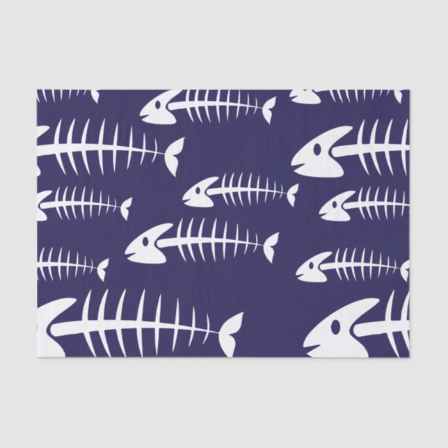 Dead Fish Skeleton White Bones Fishing Humour Tissue Paper (Front)
