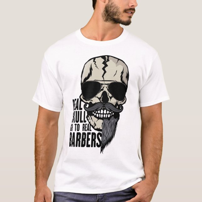 dead head real skull barbers hipster bearded soft T-Shirt (Front)