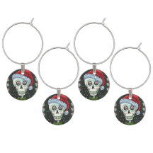 DEAD HEAD SANTA SKULL, CHRISTMAS SKELETON HUMOR