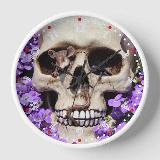 dead head skull Gothic acrylic wall clocks (Front)