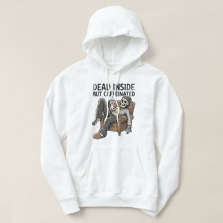 Dead Inside But Caffeinated Funny Skeleton Coffee Hoodie