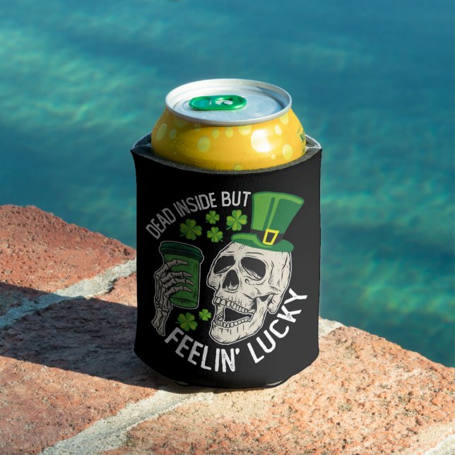 Dead Inside But Feelin' Lucky Skull St Patrick's Can Cooler (In Situ Pool)