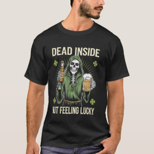 Dead Inside But Feeling Lucky Skull Clover St. Pad T-Shirt