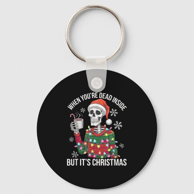 Dead Inside But Festive_ Skeleton Christmas Coco X Key Ring (Front)
