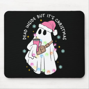 Dead Inside But It's Christmas Ghost Tumbler Belt Mouse Pad
