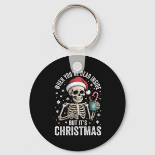 Dead Inside But It's Christmas Skeleton Coffee San Key Ring
