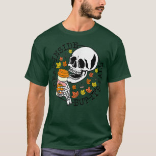 Dead Inside But its Fall Skeleton Head Autumn Hall T-Shirt