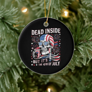 Dead Inside But It's The 4th Of July Skeleton Ceramic Tree Decoration