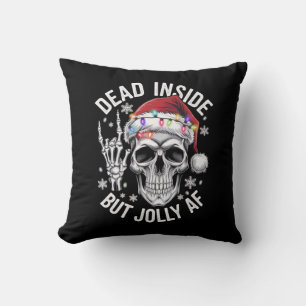 Dead Inside But Jolly AF Christmas Gift Skeleton  Cushion