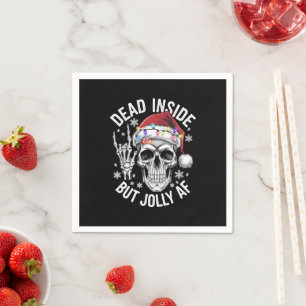 Dead Inside But Jolly AF Christmas Gift Skeleton Napkin