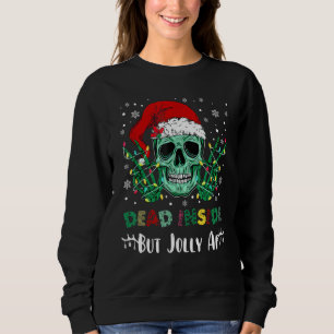 Dead Inside But Jolly AF Christmas Skull Mom Life  Sweatshirt