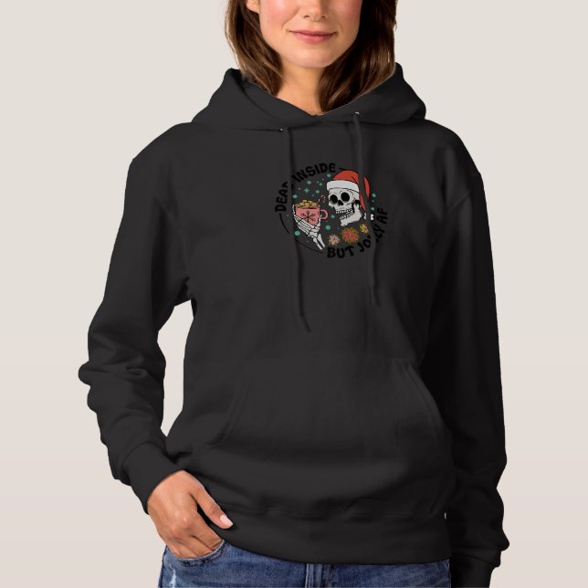 Dead Inside But Jolly AF, Funny Groovy Christmas S Hoodie (Front)