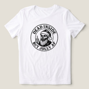 Dead Inside But Jolly Af Funny Santa Skeleton Xmas Tri-Blend Shirt