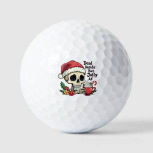 Dead Inside but Jolly AF Hot Cacoa Latte Xmas Skul Golf Balls