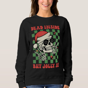 Dead Inside But Jolly AF Skull Santa Hat Christma Sweatshirt