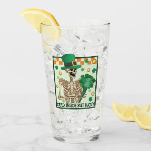 Dead Inside But Lucky - Skeleton Leprechaun Glass