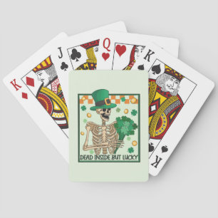Dead Inside But Lucky - Skeleton Leprechaun Playing Cards