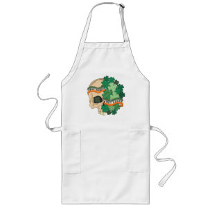 Dead Inside But Lucky - Sugar Skull and Clover Long Apron
