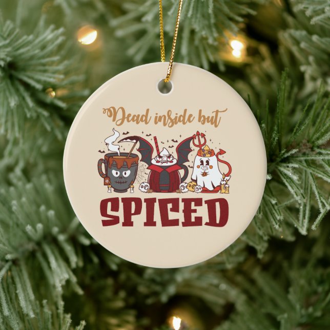 Dead Inside But Spiced – Spooky Halloween Ceramic Tree Decoration (Tree)