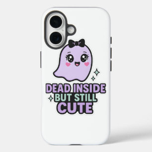 Dead Inside But Still Cute Halloween Ghost Bow iPhone 16 Case