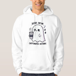 Dead Inside Caffeinated Outside Funny Cute Ghost Hoodie