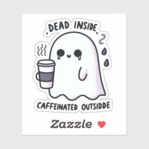 Dead Inside Caffeinated Outside Funny Ghost Coffee