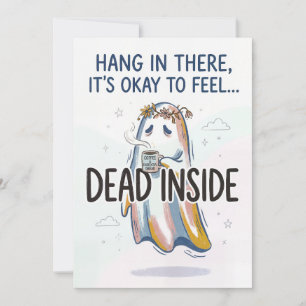 Dead Inside Ghost with Coffee Holiday Card