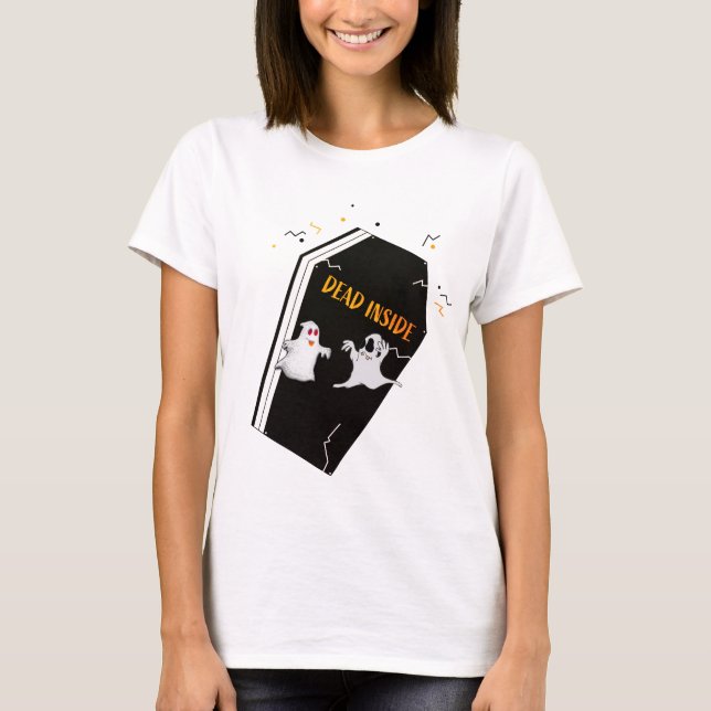 "Dead Inside" Halloween Shirt - Spooky Coffin Tee (Front)