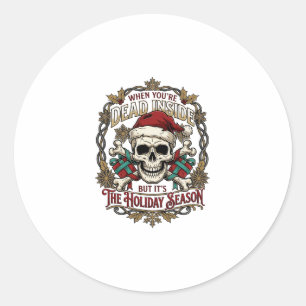 Dead Inside Holiday Season Christmas Skull Santa H Classic Round Sticker