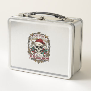 Dead Inside Holiday Season Christmas Skull Santa H Metal Lunch Box