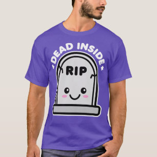 Dead Inside Kawaii Tombstone Halloween Design T-Shirt
