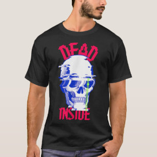 Dead Inside Retro Piel Art Skeleton Gamer T-Shirt