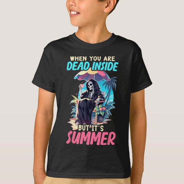 Dead Inside Sarcastic Gothic Skeleton Halloween  T-Shirt (Front)