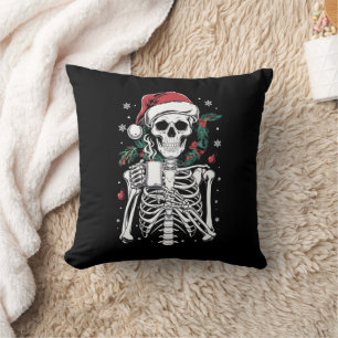 Dead Inside Skeleton Christmas Coffee Lover Gift  Cushion