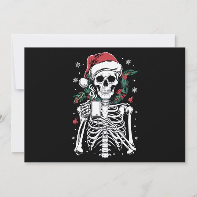 Dead Inside Skeleton Christmas Coffee Lover Gift  Holiday Card (Front)