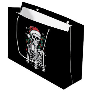 Dead Inside Skeleton Christmas Coffee Lover Gift  Large Gift Bag