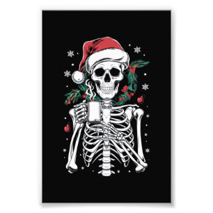 Dead Inside Skeleton Christmas Coffee Lover Gift  Photo Print