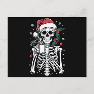 Dead Inside Skeleton Christmas Coffee Lover Gift Postcard