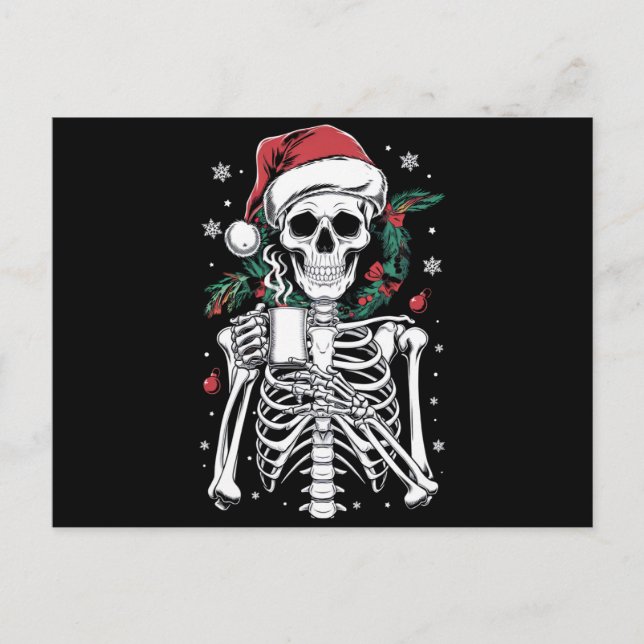 Dead Inside Skeleton Christmas Coffee Lover Gift  Postcard (Front)