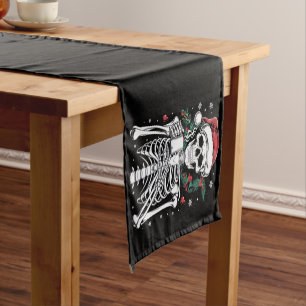 Dead Inside Skeleton Christmas Coffee Lover Gift Short Table Runner