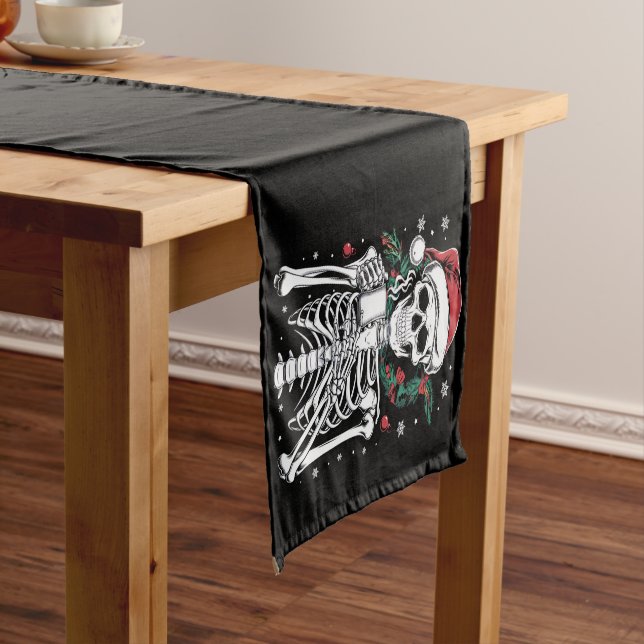 Dead Inside Skeleton Christmas Coffee Lover Gift  Short Table Runner (In Situ)