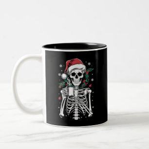 Dead Inside Skeleton Christmas Coffee Lover Gift Two-Tone Coffee Mug